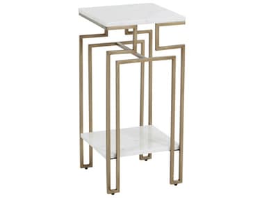 Gabby Louie 12" Square Marble Light Bronze Gold End Table GASCH163335