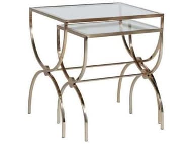 Gabby Michael 24" Rectangular Brushed Gold Tempered Glass Nesting End Table GASCH163350