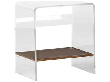 Gabby Sloan Lucite Waterfall 22" Rectangular Plastic Acrylic With Antique Brass End Table GASCH151100