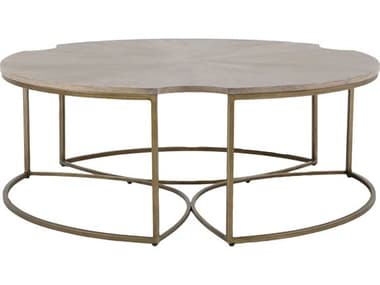Gabby Zelda 48" Round Wood Cerused Oak & Light Bronze Coffee Table GASCH153530