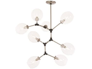 George Kovacs Nexpo 24" Wide 8-Light Brushed Nickel Black Accents Glass Globe Chandelier GKP1365619