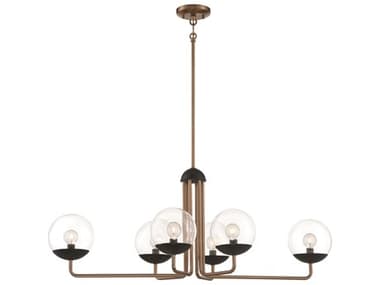 George Kovacs Outer Limits Painted Bronze / Natural Brush 6-light 39'' Wide Glass Island Light GKP1506416