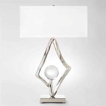Global Views Abstract Nickel Two-Light Buffet Lamp with Crystal Sphere GV992529