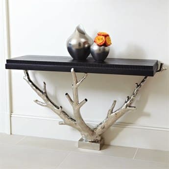 Global Views Branch Wall Nickel 53'' x 19.25'' Rectangular Console Table GV992245