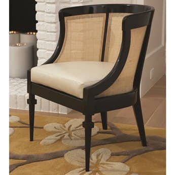 Global Views Cane 24" Beige Leather Accent Chair GV270002