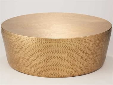 Global Views 35" Round Metal Antique Brass Coffee Table GV790162