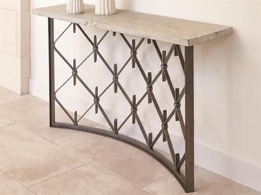 Global Views 60" Rectangular Wood White Distressed Natural Iron Console Table GV791023
