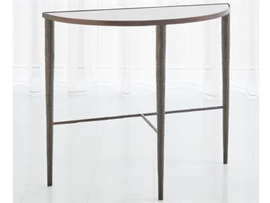 Global Views Demilune Marble Antique Brass Console Table GV791144