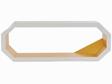 Global Views 90" Rectangular Gold Leaf polyurethane Lacquer Inner Wood Ivory Outer Console Table GVAC5100