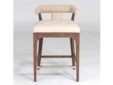 Global Views Ivory Marble / Natural Walnut Side Counter Height Stool GV2591