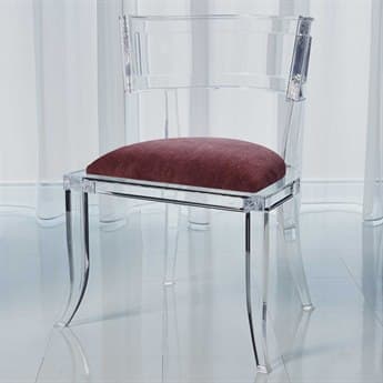 Global Views Clear Fabric Upholstered Side Dining Chair GV331328