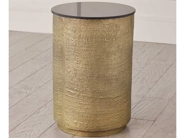 Global Views 12" Round Granite Antique Brass End Table GV791050