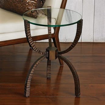 Global Views 18" Round Glass Bronze End Table GV790385