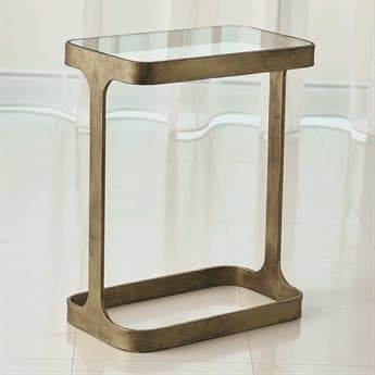 Global Views 16&quot; Rectangular Glass Antique Gold End Table GV790867