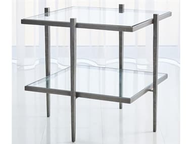 Global Views Square Glass Natural Iron End Table GV791031
