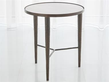 Global Views Round Marble Antique Brass End Table GV791145