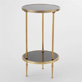 Global Views 12" Round Granite Antique Brass End Table GV991248