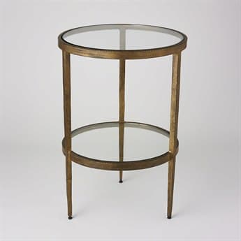 Global Views Laforge Antique Gold 16'' Round Two-Tiered Side Table GV790277