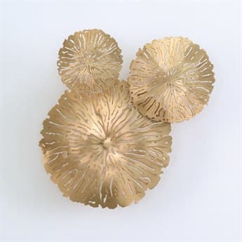 Global Views Antique Brass Lily Pad Clusters Three-Piece Wall Art Set GV790565