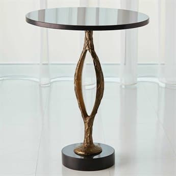 Global Views 20" Round Granite Antique Gold End Table GV780560