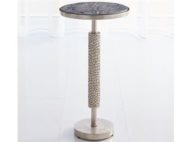 Global Views 12" Round Marble Antique Nickel End Table GV791140