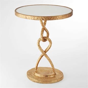 Global Views 18" Oval Marble Gold Leaf End Table GV881682