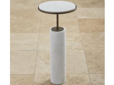 Global Views 12" Round Marble Bronze End Table GV993060