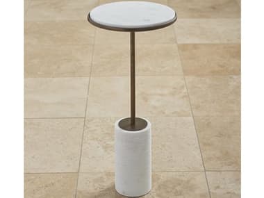 Global Views 12" Round Marble Bronze End Table GV993061