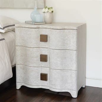 Global Views 28&quot; Wide 3-Drawers White Oak Wood Chest Nightstand GV720053