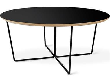 Gus* Modern Array 35" Round Wood Black Coffee Table GUMECCTARRRBP