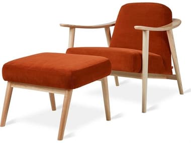 Gus* Modern Baltic Velvet Russet / Ash Natural Chair & Ottoman Set GUMECCHBALTVELRSSANSET