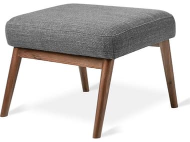 Gus* Modern Baltic 25" Andorra Pewter Walnut Brown Fabric Upholstered Ottoman GUMECOTBALTANDPEWWN