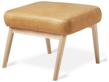 Gus* Modern Baltic 25&quot; Canyon Whiskey Leather Ash Natural Brown Upholstered Ottoman GUMECOTBALTCANWHLAN