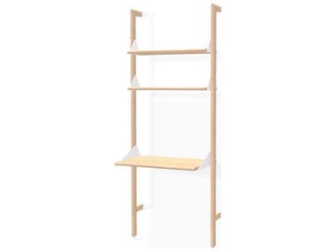 Gus* Modern Branch 33" Ash Blonde White Beige Wood Leaning Ladder Desk GUMKSDSBRA1AUWBAS