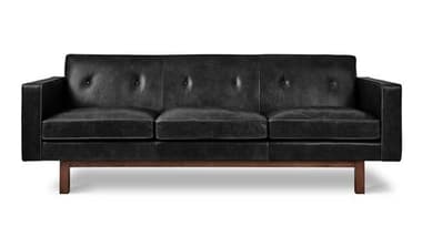 Gus* Modern Embassy Saddle Black Leather 84'' Wide Sofa GUMECSFEMBASADBLA