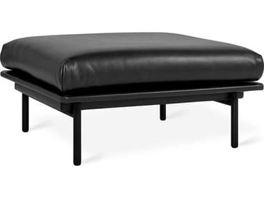 Gus* Modern Foundry Saddle Black Leather Ottoman GUMECOTFOUNSADBLA