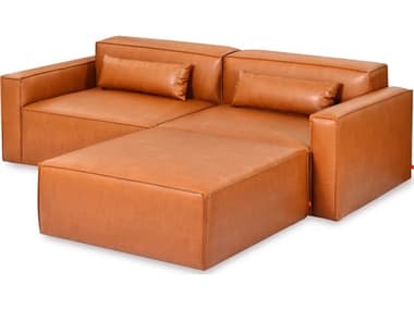 Gus* Modern Mix 88" Wide Brown Leather Upholstered Sectional Sofa GUMKSMOMX3SEVEGCOG