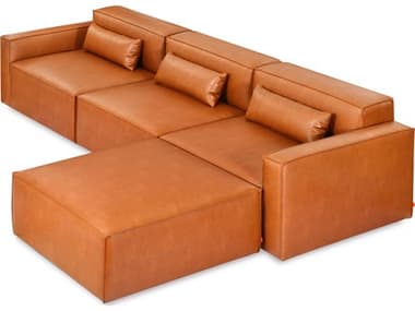 Gus* Modern Mix 126" Wide Brown Leather Upholstered Sectional Sofa GUMKSMOMX4SEVEGCOG