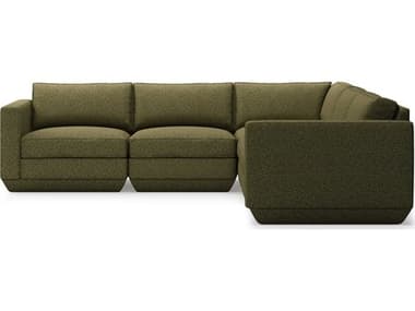 Gus* Modern Podium 104" Wide Green Fabric Upholstered Sectional Sofa GUMKSMOPOX5COSECOPTER