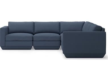 Gus* Modern Podium 104" Wide Blue Fabric Upholstered Sectional Sofa GUMKSMOPOX5COSEHANNAV