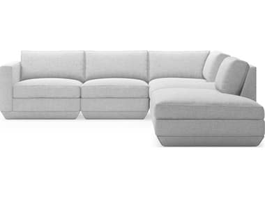 Gus* Modern Podium 122" Wide Fabric Upholstered Sectional Sofa GUMKSMOPOX5GABAYSILRF