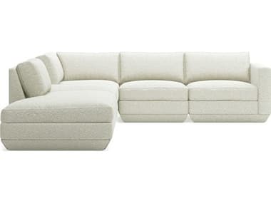 Gus* Modern Podium 122" Wide White Fabric Upholstered Sectional Sofa GUMKSMOPOX5GACOPFOSLF