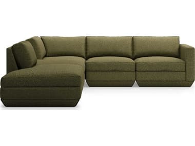 Gus* Modern Podium 122" Wide Green Fabric Upholstered Sectional Sofa GUMKSMOPOX5GACOPTERLF