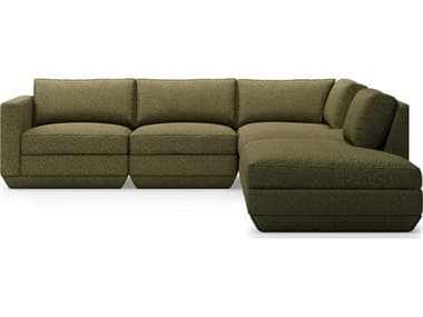 Gus* Modern Podium 122" Wide Green Fabric Upholstered Sectional Sofa GUMKSMOPOX5GACOPTERRF