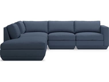 Gus* Modern Podium 122" Wide Blue Fabric Upholstered Sectional Sofa GUMKSMOPOX5GAHANNAVLF