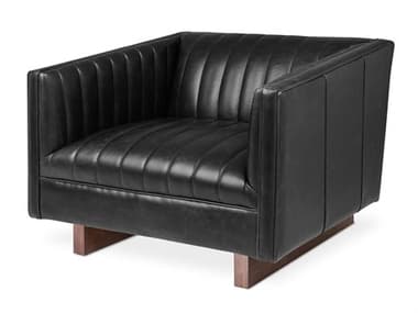 Gus* Modern Wallace Leather Accent Chair GUMECCHWALLSADBLA