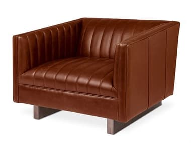 Gus* Modern Wallace 34" Brown Leather Accent Chair GUMECCHWALLSADBRO
