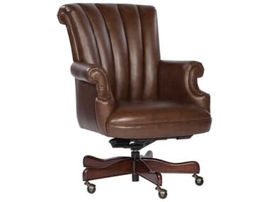Hekman Office Executive Ribbed Back Leather Chair in Coffee HK79251C