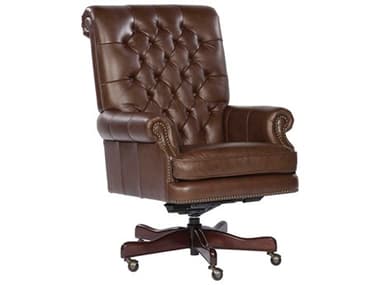 Hekman Office Executive Tufted Back Leather Chair in Coffee HK79253C