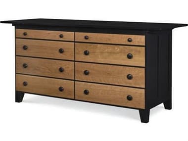 Henkel Harris 71" Wide 8-Drawers Black Mahogany Wood Double Dresser Shaker Counter with Overhang Top HH3372